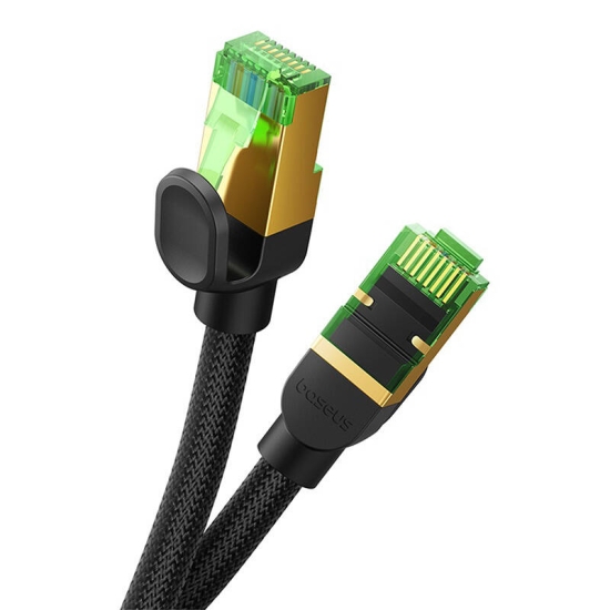 Kabel sieciowy w oplocie kat. 8 Baseus Ethernet RJ45, 40Gbps, 1,5m (czarny)