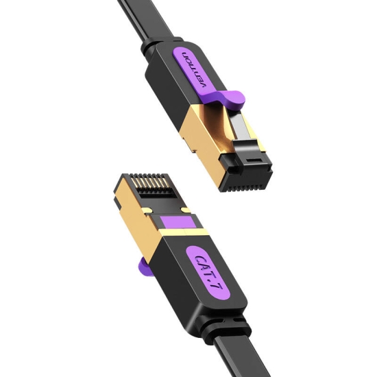 Płaski kabel sieciowy UTP CAT7 Vention ICABF RJ45 Ethernet 10Gbps 1m czarny