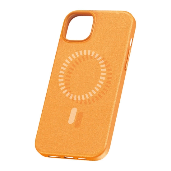 Magnetyczne Etui na telefon iPhone 15 Pro Baseus Fauxther Series (Pomarańczowe)