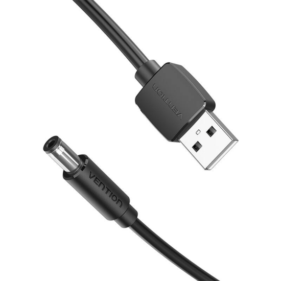 Kabel zasilający USB 2.0 do DC 5.5mm Barrel Jack 5V Vention CEYBD 0,5m (czarny)