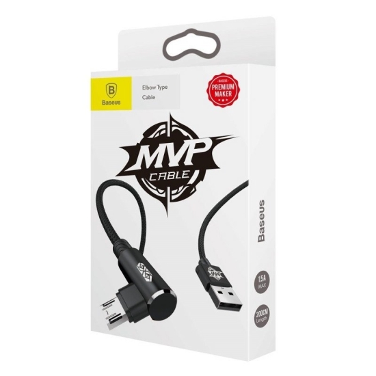 Kabel USB do Micro USB, kątowy Baseus MVP Elbow 1.5A 2m (czarny)