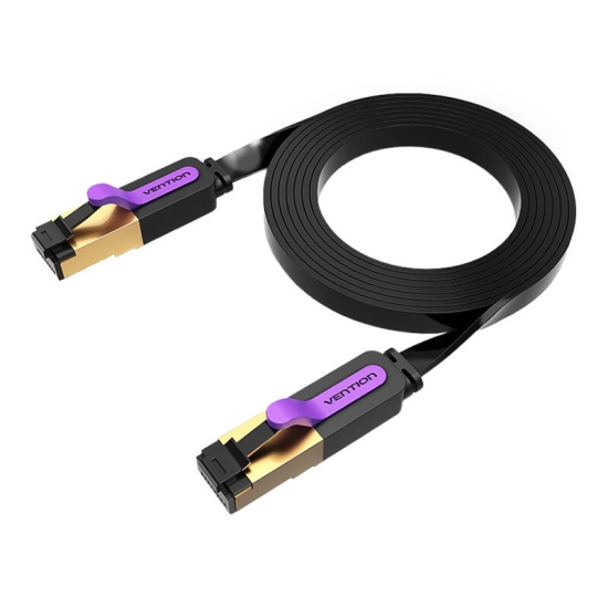 Płaski kabel sieciowy UTP CAT7 Vention ICABF RJ45 Ethernet 10Gbps 1m czarny