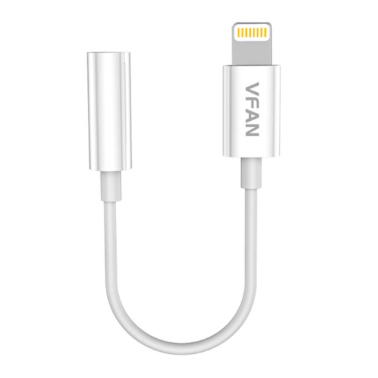 Kabel VFAN L07 Lightning do mini jack 3.5mm AUX, 10cm (biały)