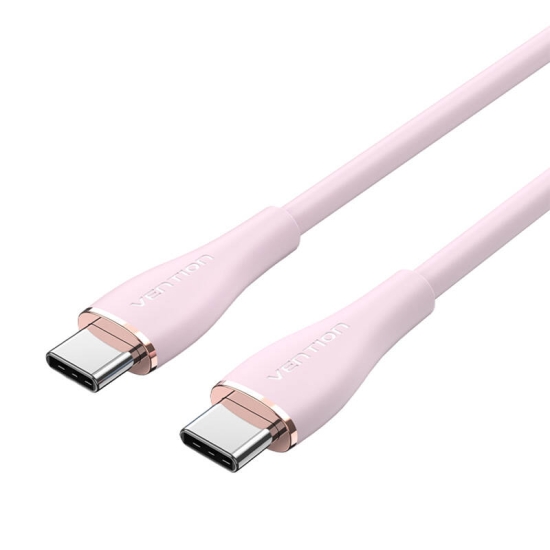 Kabel USB-C 2.0 do USB-C Vention TAWPF 1m, PD 100W,  różowy silikonowy