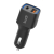 Ładowarka samochodowa LED Budi, USB + USB-C, 18W, PD + QC 3.0 (czarna)