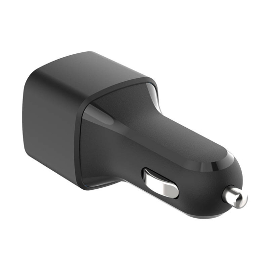 Ładowarka samochodowa LED Budi, USB + USB-C, 18W, PD + QC 3.0 (czarna)