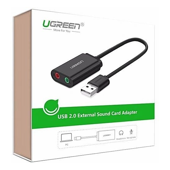 Zewnętrzna karta dźwiękowa USB UGREEN   US205 15cm (czarny)