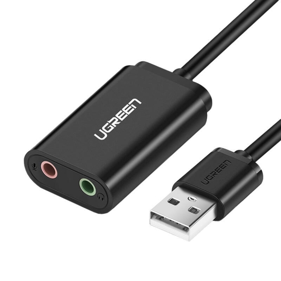 Zewnętrzna karta dźwiękowa USB UGREEN   US205 15cm (czarny)