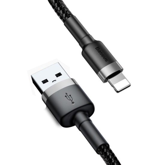 Kabel Lightning USB Baseus Cafule 2,4A 0.5m (szaro-czarny)