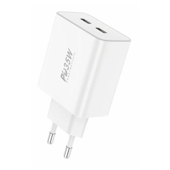 Ładowarka sieciowa Foneng EU50, PD 35W 2x USB-C (biała)