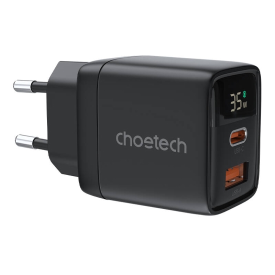 Ładowarka sieciowa GAN3 USB-A USB-C PD35W Choetech PD6052 (czarna)