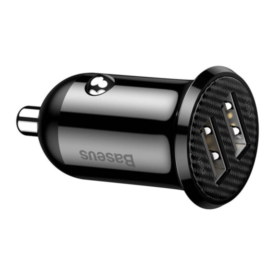 Ładowarka samochodowa Baseus Grain Pro 2x USB 4.8A (czarna)