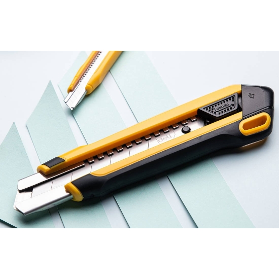 Nożyk z łamanym ostrzem Deli Tools EDL025, SK4, 25mm (żółty)