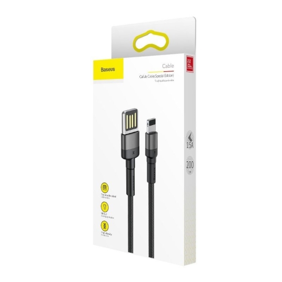 Kabel Lightning USB (dwustronny) Baseus Cafule 1,5A 2m (szaro-czarny)