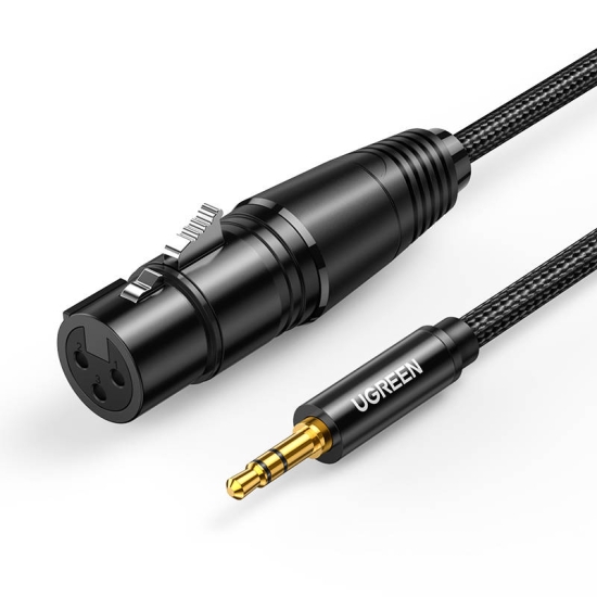 Kabel XLR do jack UGREEN AV182 3.5mm AUX 1m (czarny)