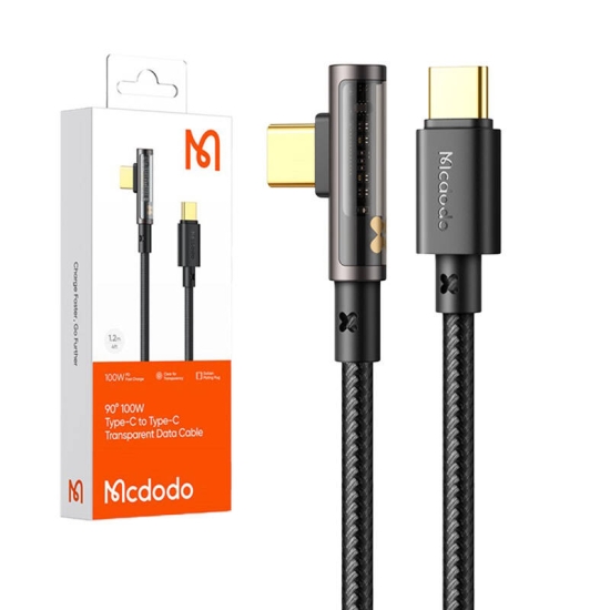 Kabel kątowy Prism USB-C do USB-C Mcdodo CA-3400, 100W, 1.2m (czarny)