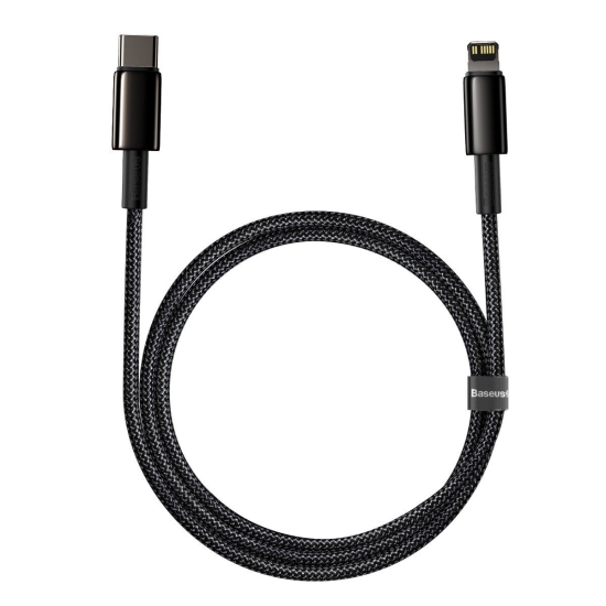 Kabel USB-C do Lightning Baseus Tungsten Gold, 20W, 5A, PD, 1m (czarny)