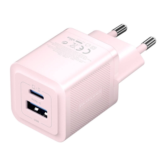 Ładowarka sieciowa, Vention, FEQP0-EU,  USB-C, USB- A,  30W/30W , GaN (różowa)