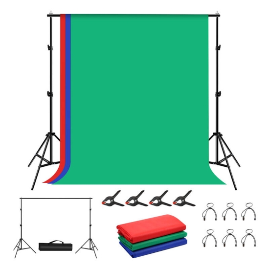 Zestaw/Statyw do mocowania tła fotograficznego Puluz  2x2m + tła fotograficzne 3 szt PKT5204