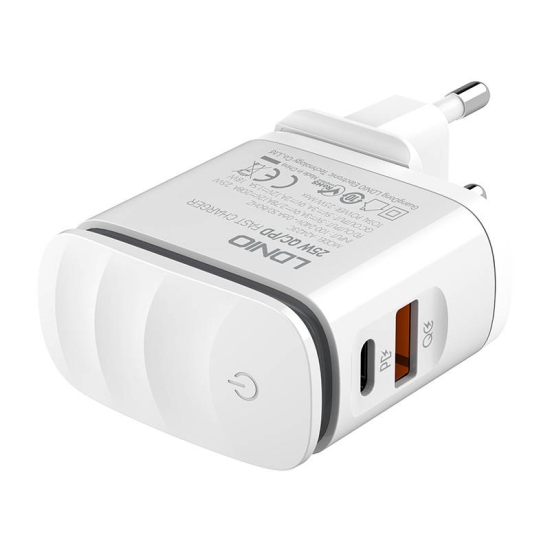 Ładowarka sieciowa LDNIO A2423C USB, USB-C + kabel USB-C -  Lightning