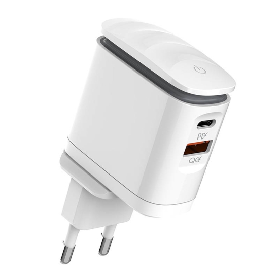 Ładowarka sieciowa LDNIO A2423C USB, USB-C + kabel USB-C -  Lightning