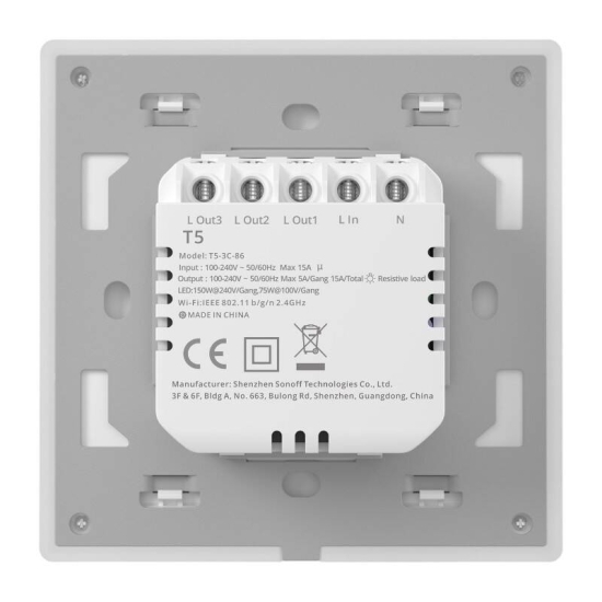 Inteligentny dotykowy przełącznik ścienny WiFi Sonoff TX T5 4C (4-kanałowy)