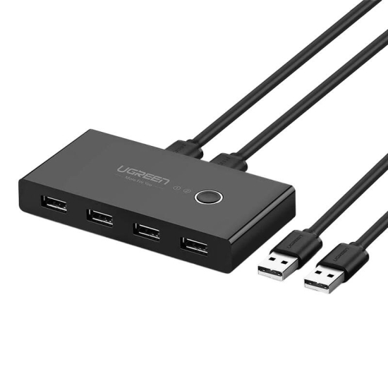 Switch przełącznik KVM USB 2x4 UGREEN USB 2.0  US216 (czarny)