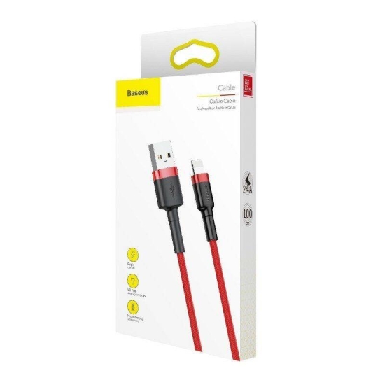 Kabel Lightning USB Baseus Cafule 2,4A 0.5m (czerwony)