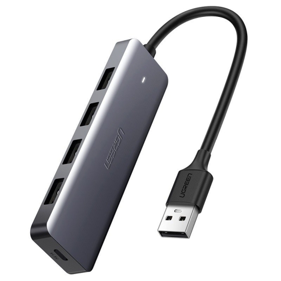 Adapter 4w1 UGREEN Hub USB do 4x USB 3.0 + USB-C  CM219(szary)