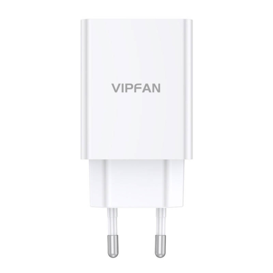 Ładowarka sieciowa VFAN E03, 1x USB, 18W, QC 3.0 + kabel Lightning (biała)