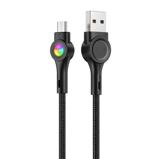 Kabel USB do Micro USB VFAN Colorful X08, 3A, 1.2m (czarny)