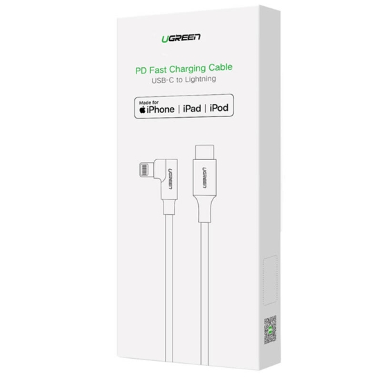 Kabel Lightning do USB-C 2.0 kątowy UGREEN US305, 3A, 1.5m  (czarny)