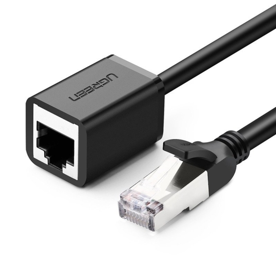 Kabel sieciowy UGREEN   NW112 przedłużacz Ethernet RJ45, Cat. 6, FTP, z metalową wtyczną 0.5m (czarny)