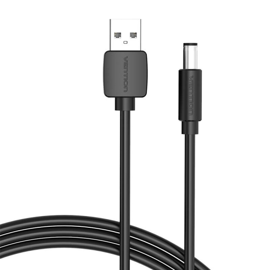 Kabel zasilający USB 2.0 do DC 5.5mm Barrel Jack 5V Vention CEYBF 1m (czarny)