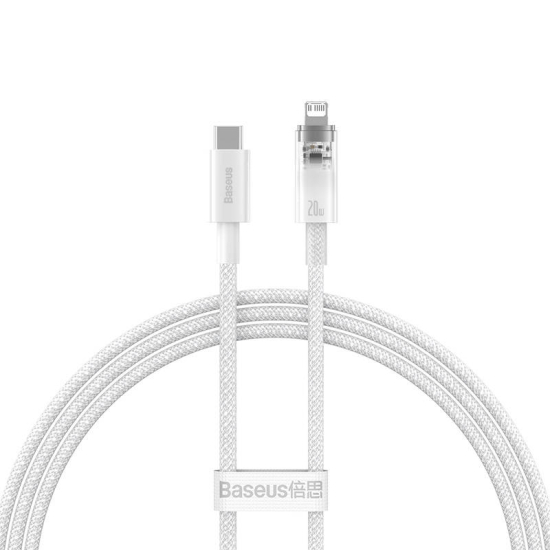 Kabel szybko ładujący Baseus USB-C do Lightning  Explorer Series 1m, 20W (biały)