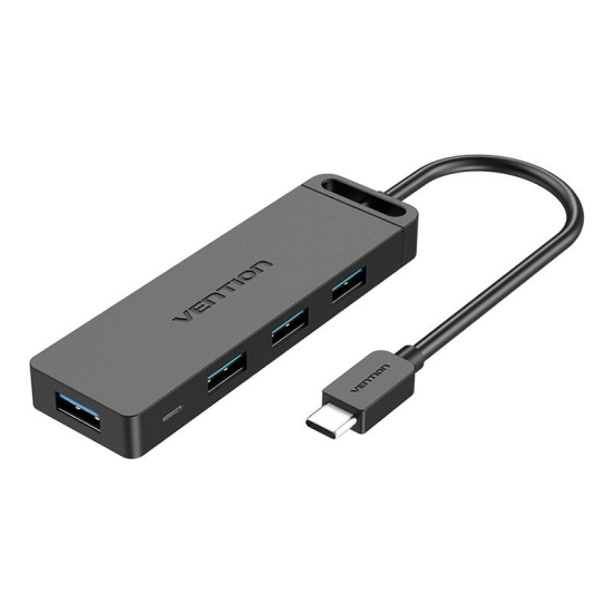 Hub 5w1 z 4 portami USB 3.0 i kablem USB-C Vention TGKBB 0,15m Czarny