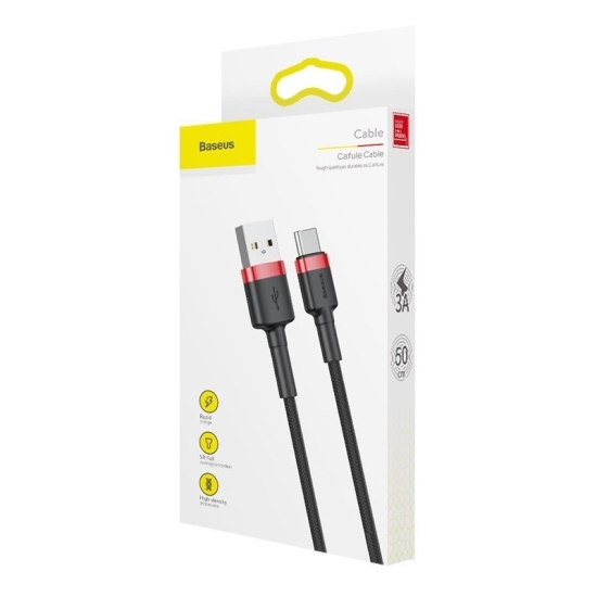 Kabel USB do USB-C Baseus Cafule 3A 1m (czerwono-czarny)