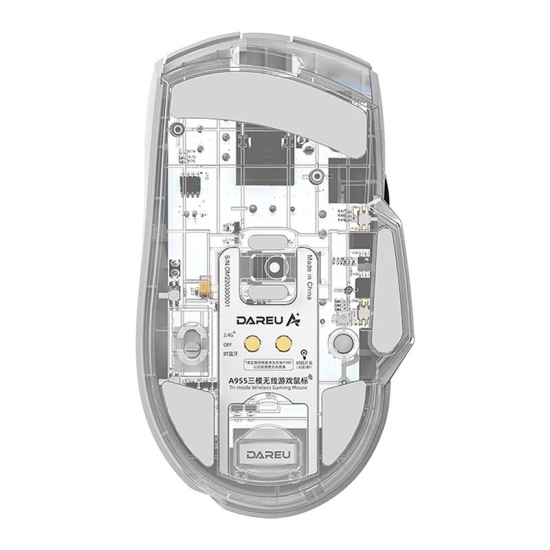 Bezprzewodowa mysz gamingowa + stacja ładująca Dareu  A955 RGB 400-12000 DPI (biała)