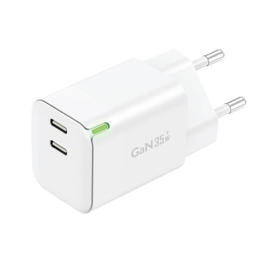 Ładowarka sieciowa Foneng GaN 35W 2x USB-C (biała)