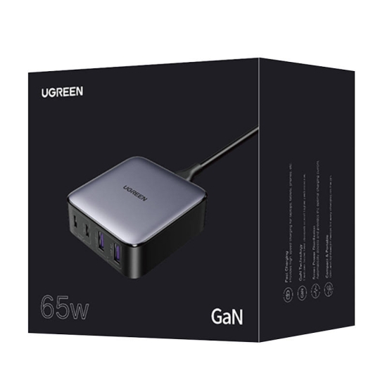 Ładowarka sieciowa UGREEN CD327 Nexode, 2x USB-C, 2x USB-A, GaN, 65W (szary)