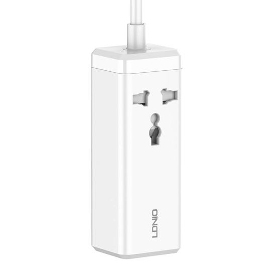 Listwa zasilająca z 1 gniazdem AC, 2x USB, 2x USB-C LDNIO SC1418, EU/US, 2500W (biała)