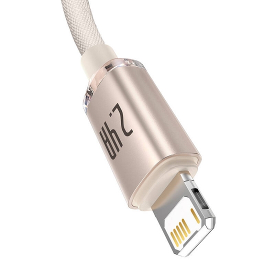 Kabel USB do iP Baseus Crystal Shine, 2.4A, 2m (różowy)