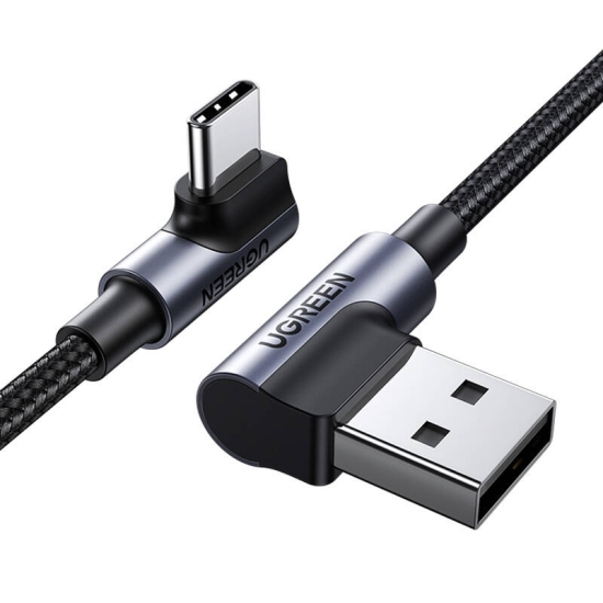 Kabel USB do USB-C, kątowy UGREEN US176, 3A, 1m (czarny)