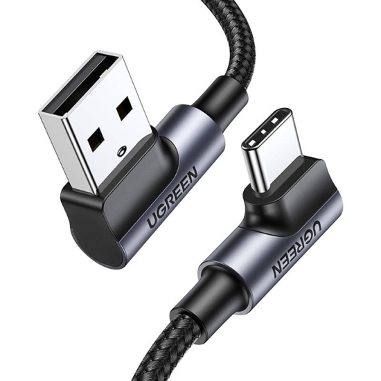 Kabel USB do USB-C, kątowy UGREEN US176, 3A, 1m (czarny)