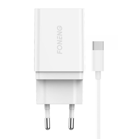 Ładowarka sieciowa Foneng K300, 1x USB + kabel USB do USB-C