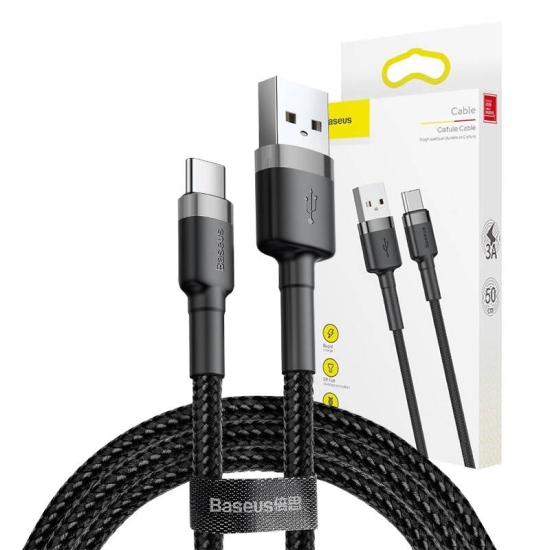 Kabel USB do USB-C Baseus Cafule 3A 1m (szaro-czarny)