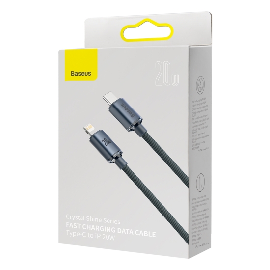 Kabel USB-C do Lightning Baseus Crystal Shine, 20W, PD, 2m (czarny)