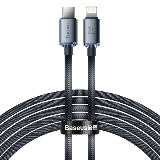 Kabel USB-C do Lightning Baseus Crystal Shine, 20W, PD, 2m (czarny)