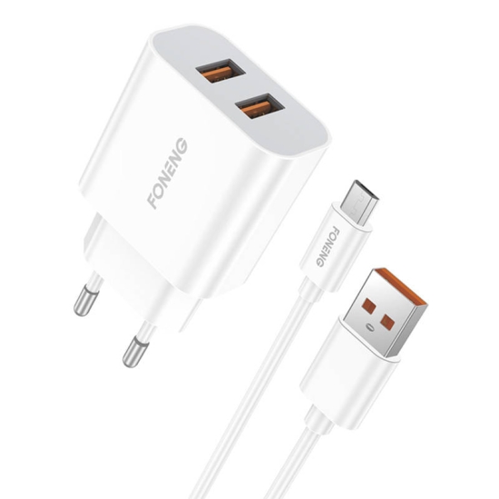 Ładowarka sieciowa Foneng EU45, 2x USB + Kabel USB Micro