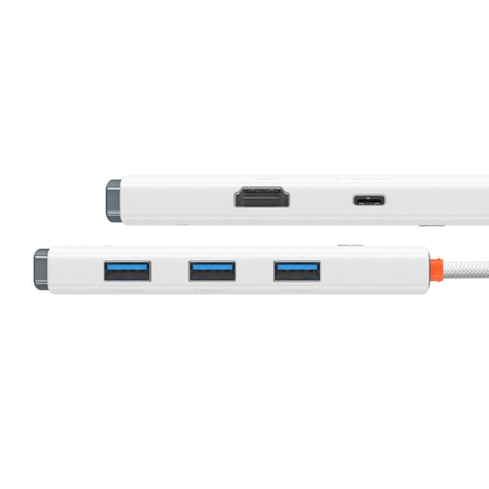 Hub 5w1 Baseus Lite Series USB-C do 3x USB 3.0 + USB-C + HDMI (biały)